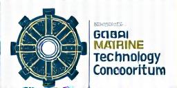 グローバル海洋技術コンソーシアムの現代的なロゴ。複数の要素が絡み合いテクノロジーネットワークを表現。