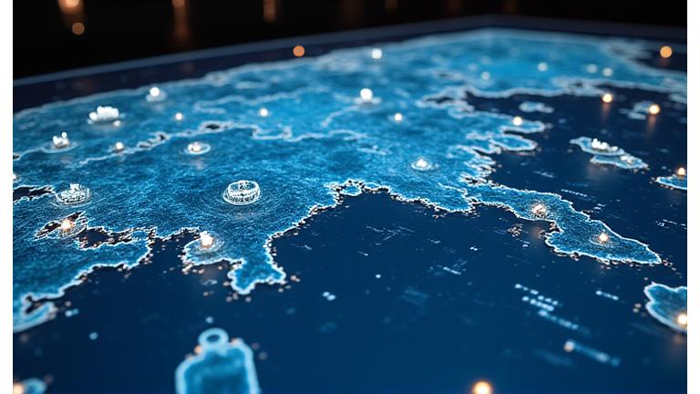 AIが最適航路を計画するシミュレーション画面