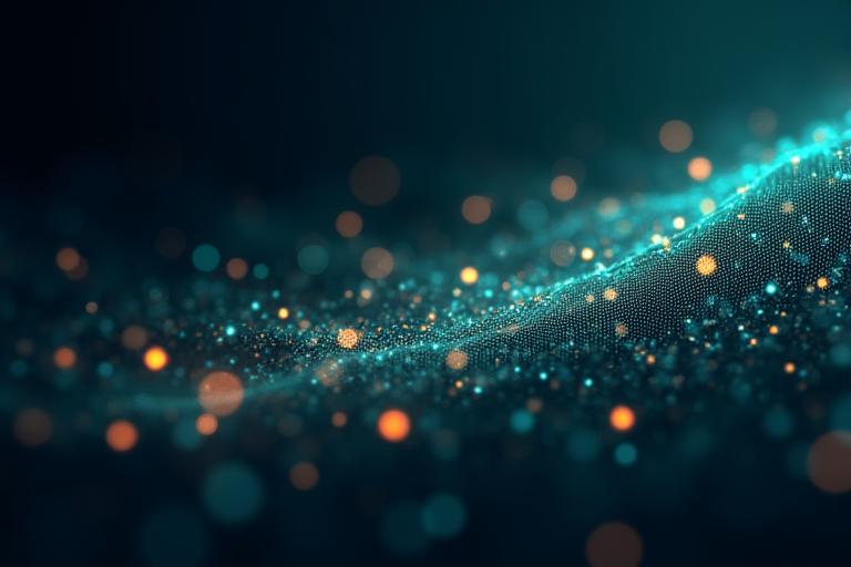 AIニューラルネットワークが漁業データフローを解析し、予測を行う抽象的な図